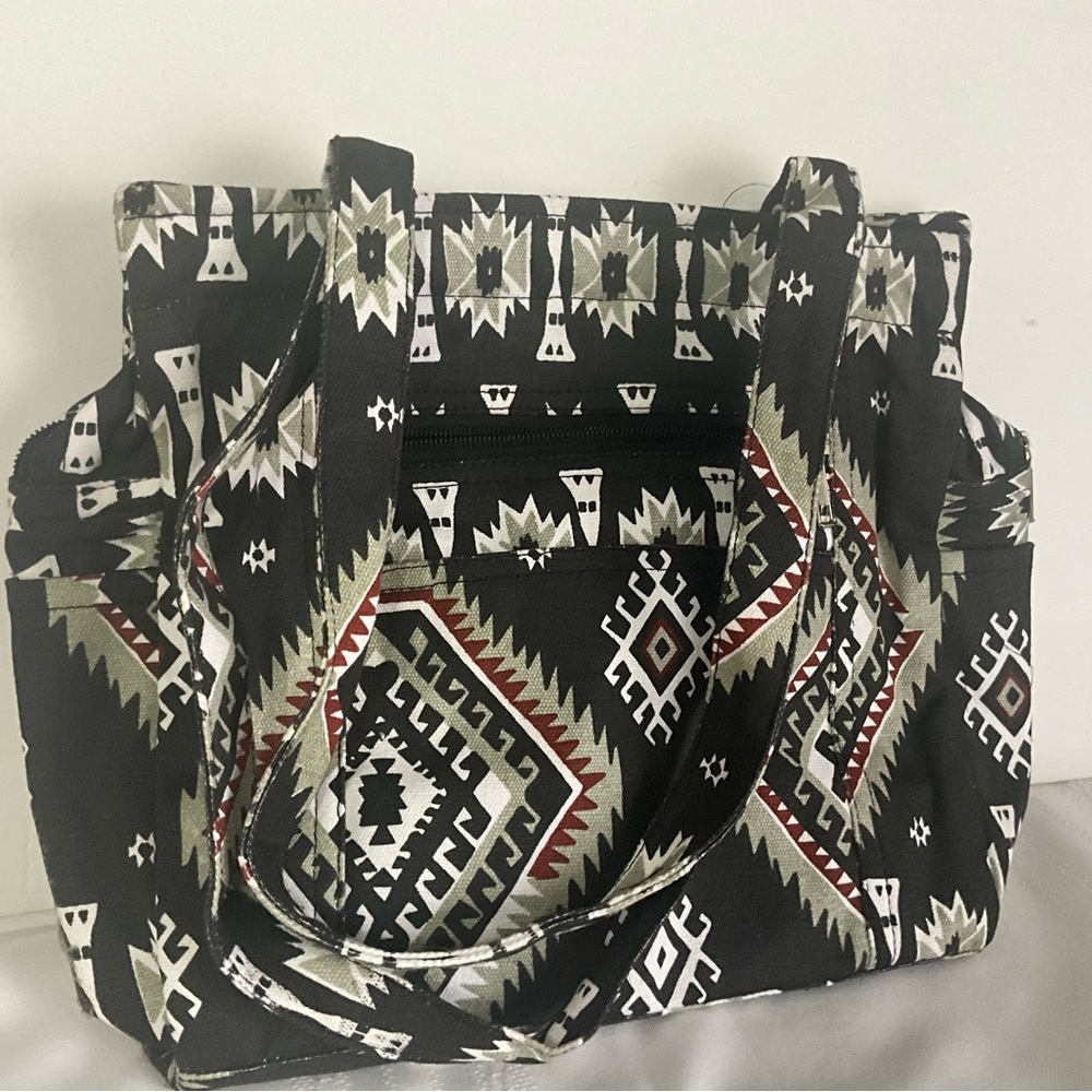 Stylish Black and White Patterned Tote Bag